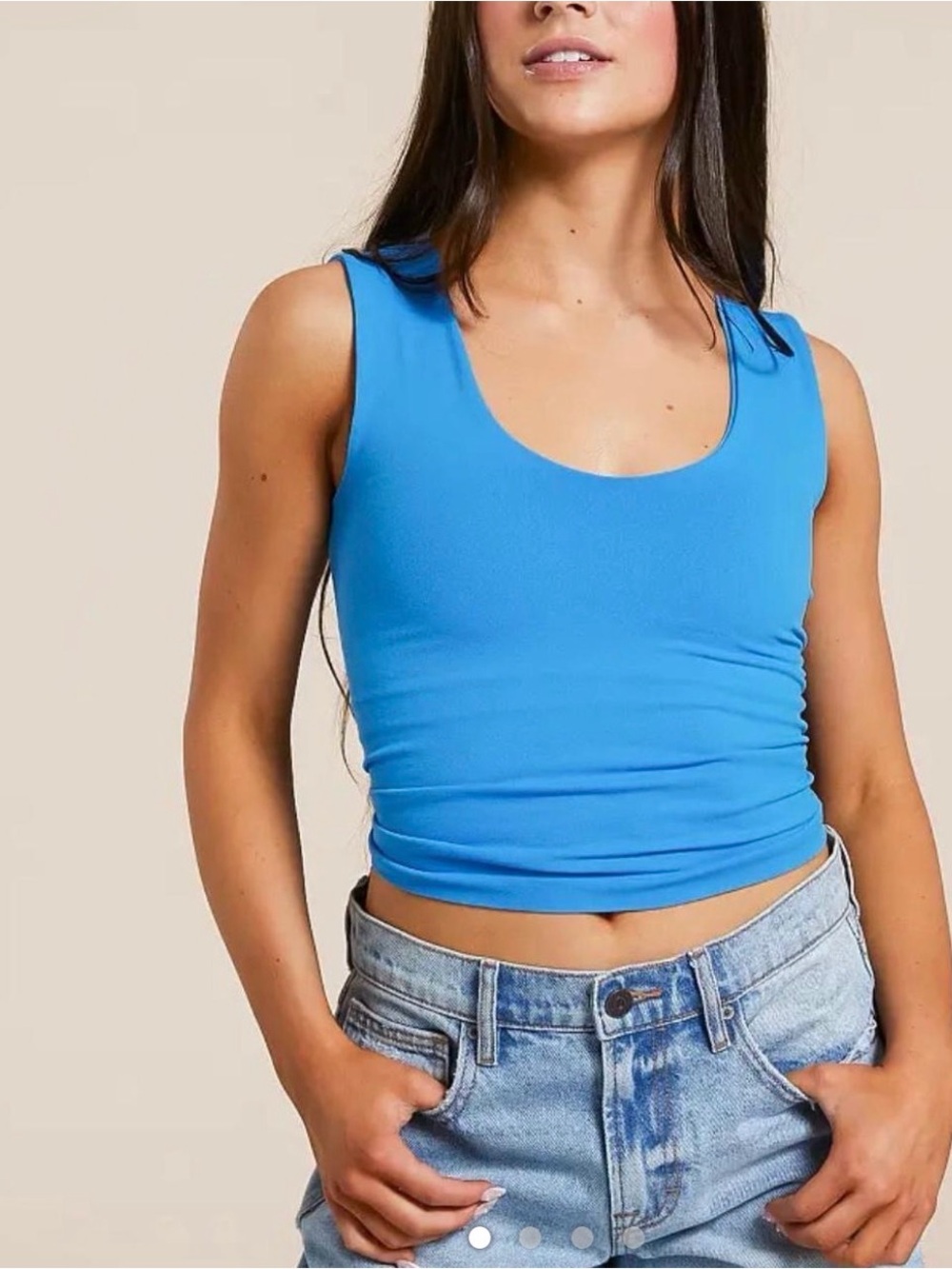 Free People Intimately Muscle Cami Women's L/XL Blue Seamless Tank